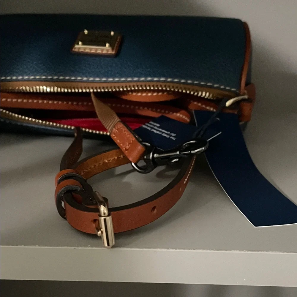 Dooney & Bourke Blue Leather Crossbody with Brown Trim. **NWT** - Picture 5 of 7
